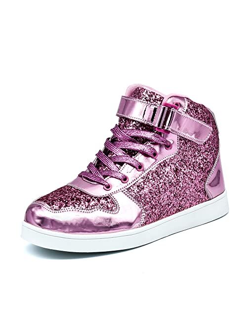 Wooowyet Glitter Shoes Kids High Top Sneakers for Boys Girls Gift Party Birthday Christmas Halloween