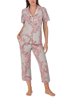 Bedhead PJs Organic Cotton Knit Short Sleeve Cropped PJ Set