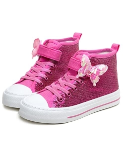 Toandon Sparkle Color Change Flipping Sequins High Top Casual Canvas Shoes for Kids