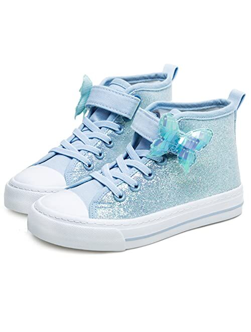 Toandon Sparkle Color Change Flipping Sequins High Top Casual Canvas Shoes for Kids