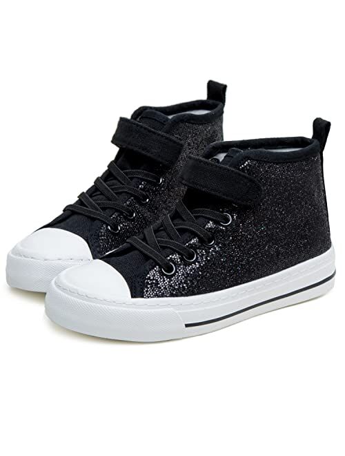 Toandon Sparkle Color Change Flipping Sequins High Top Casual Canvas Shoes for Kids