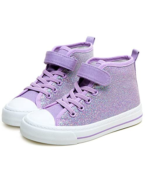 Toandon Sparkle Color Change Flipping Sequins High Top Casual Canvas Shoes for Kids