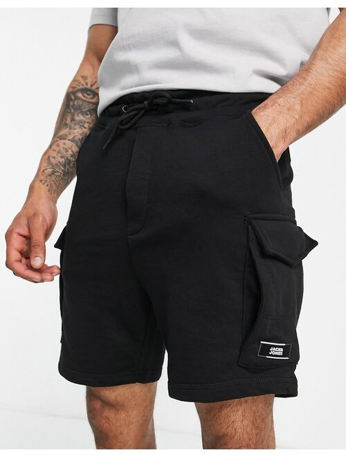 Jack & Jones Intelligence jersey cargo short in black