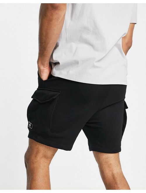 Jack & Jones Intelligence jersey cargo short in black