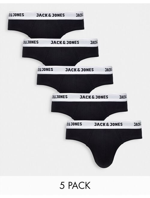 Jack & Jones 5 pack briefs with logo in black