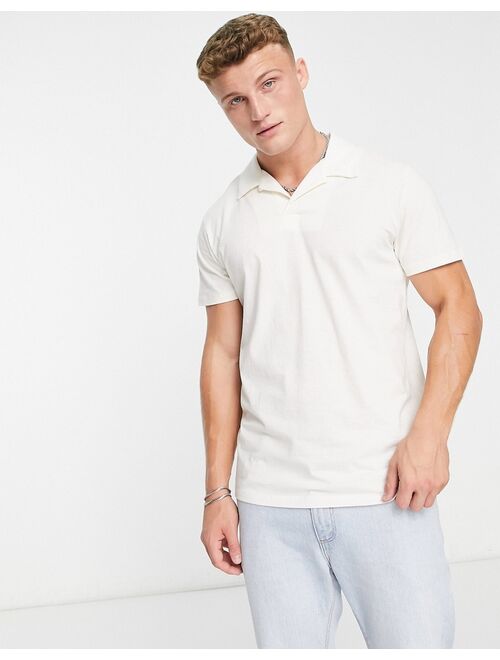 Jack & Jones Originals revere collar polo in ecru