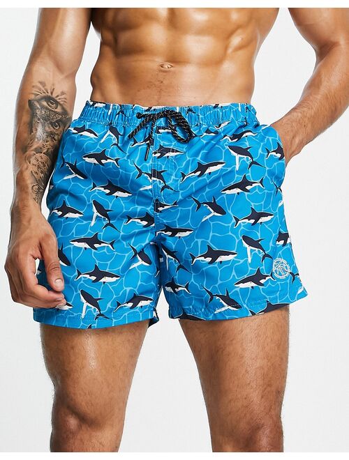 Jack & Jones Intelligence swim shorts with whale print