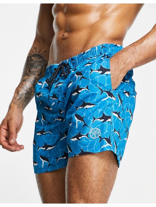 Jack & Jones Intelligence swim shorts with whale print