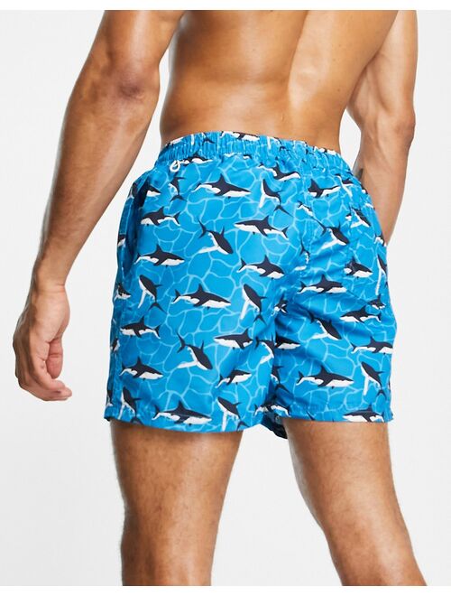 Jack & Jones Intelligence swim shorts with whale print