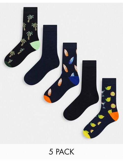 Jack & Jones 5 pack socks in tropical print