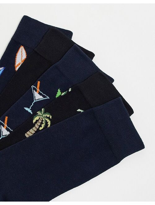 Jack & Jones 5 pack socks in tropical print