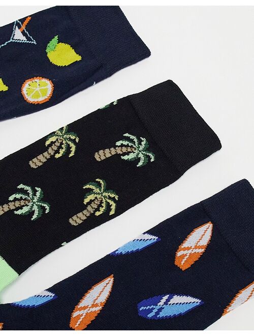 Jack & Jones 5 pack socks in tropical print