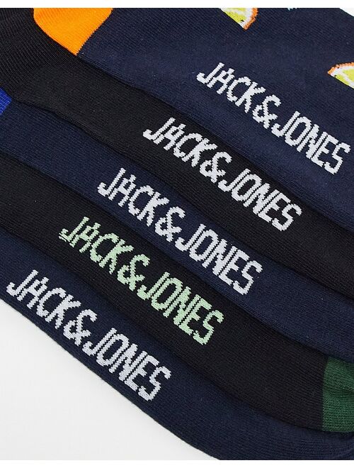 Jack & Jones 5 pack socks in tropical print