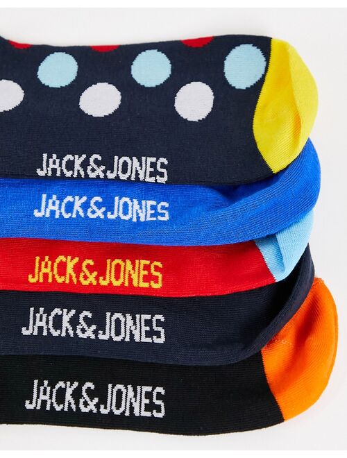 Jack & Jones 5 pack socks in polka dot print