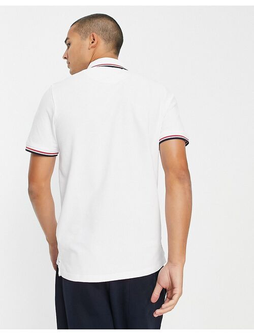 Jack & Jones Essentials slim fit tipped pique logo polo in white