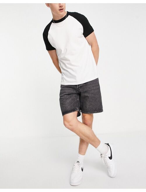 Jack & Jones Intelligence loose fit denim shorts in gray