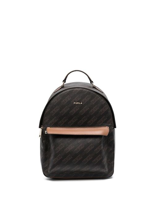 Furla logo-print contrast-panel backpack