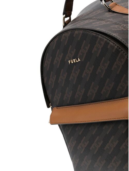 Furla logo-print contrast-panel backpack