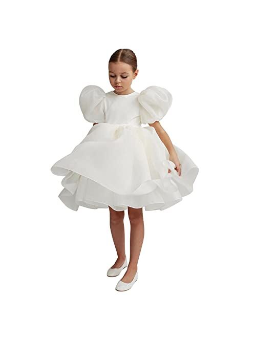 Zrayuler Girls Princess Dress Fly Tulle Lace Sleeve Party Dresses Summer Clothes Kids Patchwork Girls Dresses for Infant