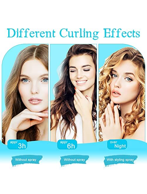 Muleug Heatless Hair Curler to Sleep in Overnight, Silk Ribbon Heatless Curls for Women Long Hair Styling Tools, Heatless Curling Rod Headband with Scrunchies Hair Clips