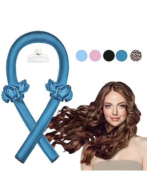 Aoshet Heatless Hair Curlers, No Heat Curling Rod Headband for Long Hair, Soft Silk Roller to Sleep in with Hair Clip and Hair Ties for DIY Hair Styling (Leopard)