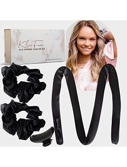 Klara Faire Heatless Hair Curlers Silk Scrunchies -100% Silk Heatless Curling Rod Headband with 2 Silk Hair Ties and 1 Hair Clip | Authentic Grade 6A 22MM Mulberry Silk H