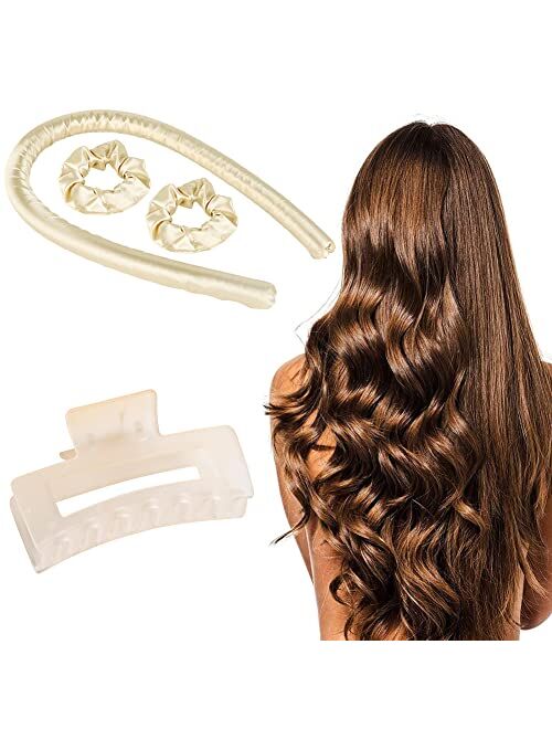 Yuliana Heatless Hair Curlers for Long Hair Overnight No Heat Silk Curlers Headband To Sleep In Heatless Curling Rod Headband Soft Foam Hair Rollers Curling Ribbon for Na