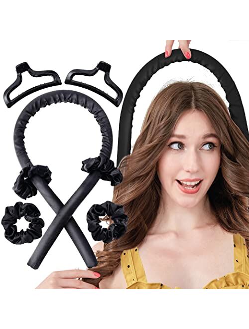 Mimoji Heatless Curling Rod Silk Headband, No Heat Curls Hair Rollers with Ribbons Sleeping Soft Wave Formers Hair Curlers DIY Hair Styling Tools for Long Medium Hair