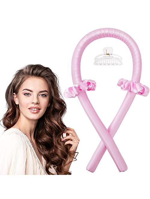 Heatless Curling Rod Headband, IENIN Heatless Hair Curler No Heat Hair Curlers to Sleep in Curl Ribbon with Scrunchies Hair Clips Overnight Hair Curlers Hair Roller for W