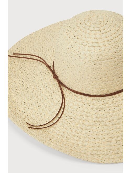 Lulus Vacay Bliss Beige Woven Straw Wide Brim Sun Hat