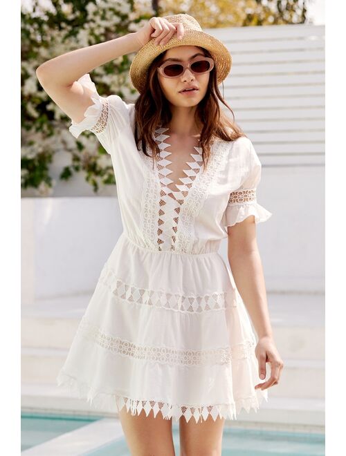 Peixoto Embroidered Lace Cover-Up Mini Dress