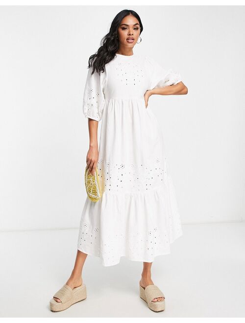 Damson Madder eyelet maxi beach dress in white