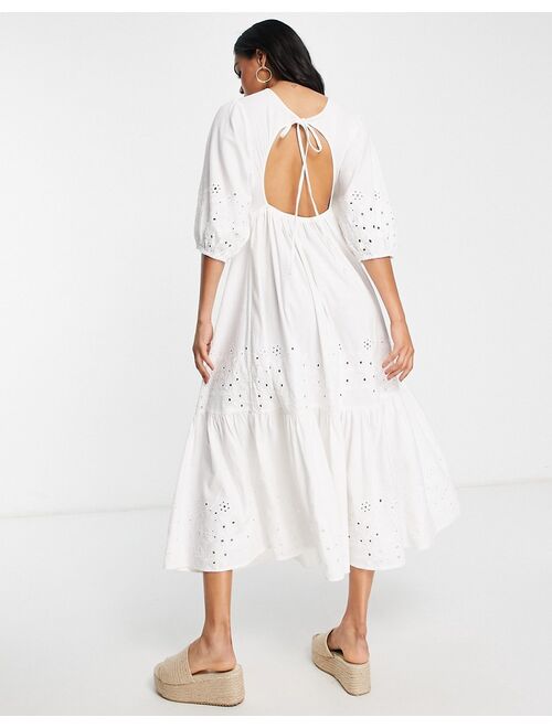 Damson Madder eyelet maxi beach dress in white