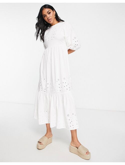 Damson Madder eyelet maxi beach dress in white