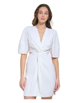 DKNY Women's Short-Sleeve Cutout Twist Dress