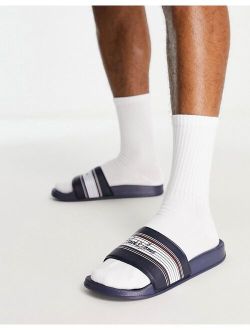 logo slides in navy