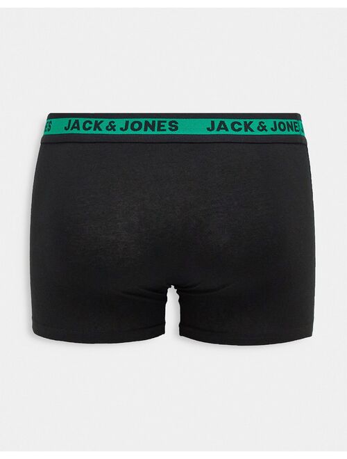 Jack & Jones 5 pack trunks with contrast color waistband in black