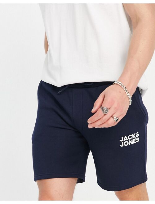 Jack & Jones Intelligence sweat short with logo in navy