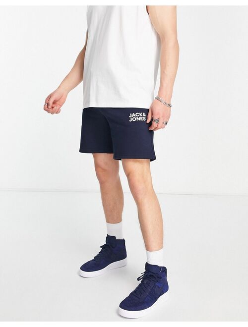 Jack & Jones Intelligence sweat short with logo in navy