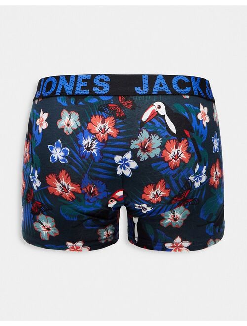 Jack & Jones 5-pack trunks in navy floral print