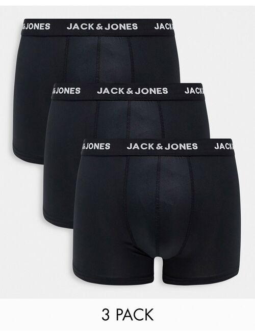 Jack & Jones 3 pack microfibre trunks in black