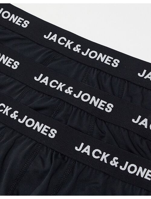 Jack & Jones 3 pack microfibre trunks in black