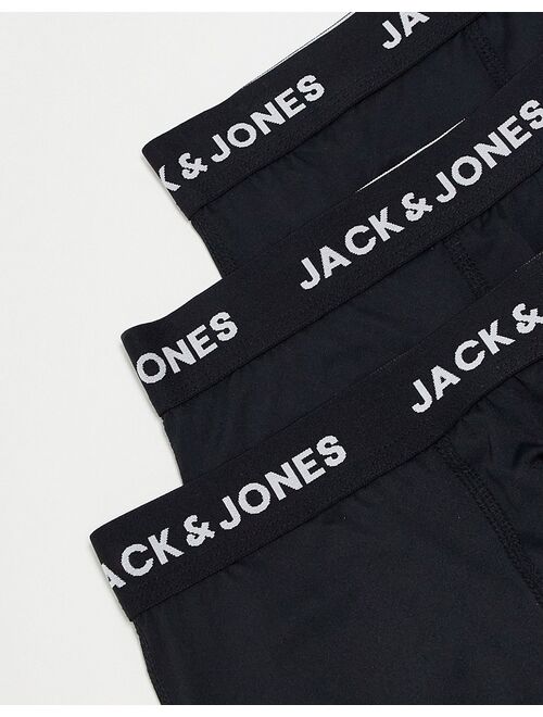 Jack & Jones 3 pack microfibre trunks in black