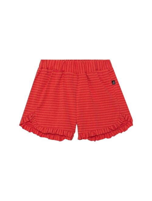 DEUX PAR DEUX Girl Organic Cotton Striped Short With Frill Red - Toddler|Child