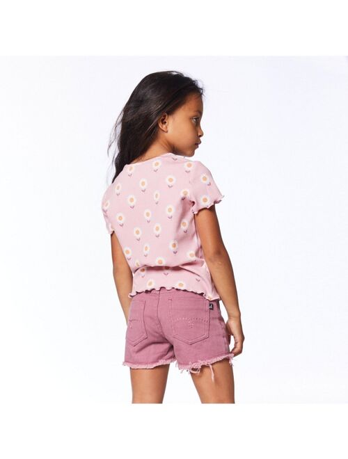 DEUX PAR DEUX Girl Colored Denim Short With Fringe Dusty Mauve - Toddler|Child