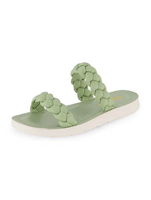 CUSHIONAIRE Women's Isla braided slide sandal +Memory Foam