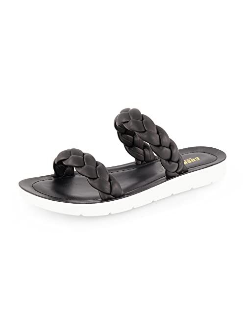 CUSHIONAIRE Women's Isla braided slide sandal +Memory Foam