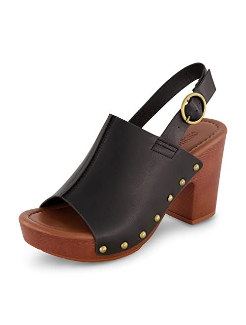 CUSHIONAIRE Women's Sisi Faux Wood Sandal +Comfort Foam & LiteSole Technology, Wide Widths Available