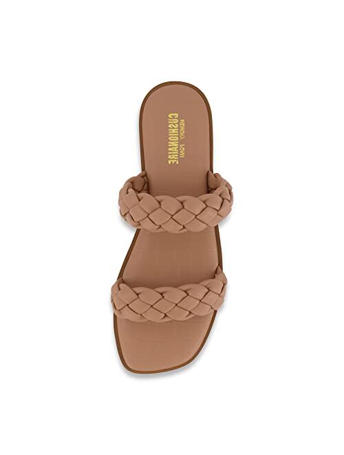 CUSHIONAIRE Women's Vicki braided slide sandal +Memory Foam, Wide Widths Available