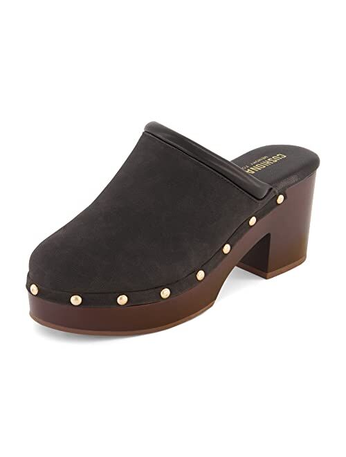 CUSHIONAIRE Women's Guest Faux Wood Clog with Memory Foam Padding, Wide Widths Available